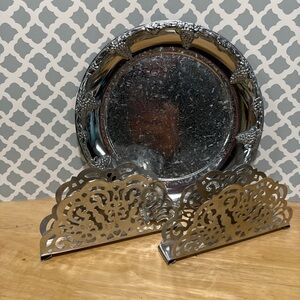 Metal Napkin Holders (Pair) + Decorative Plate 9” – Bundle